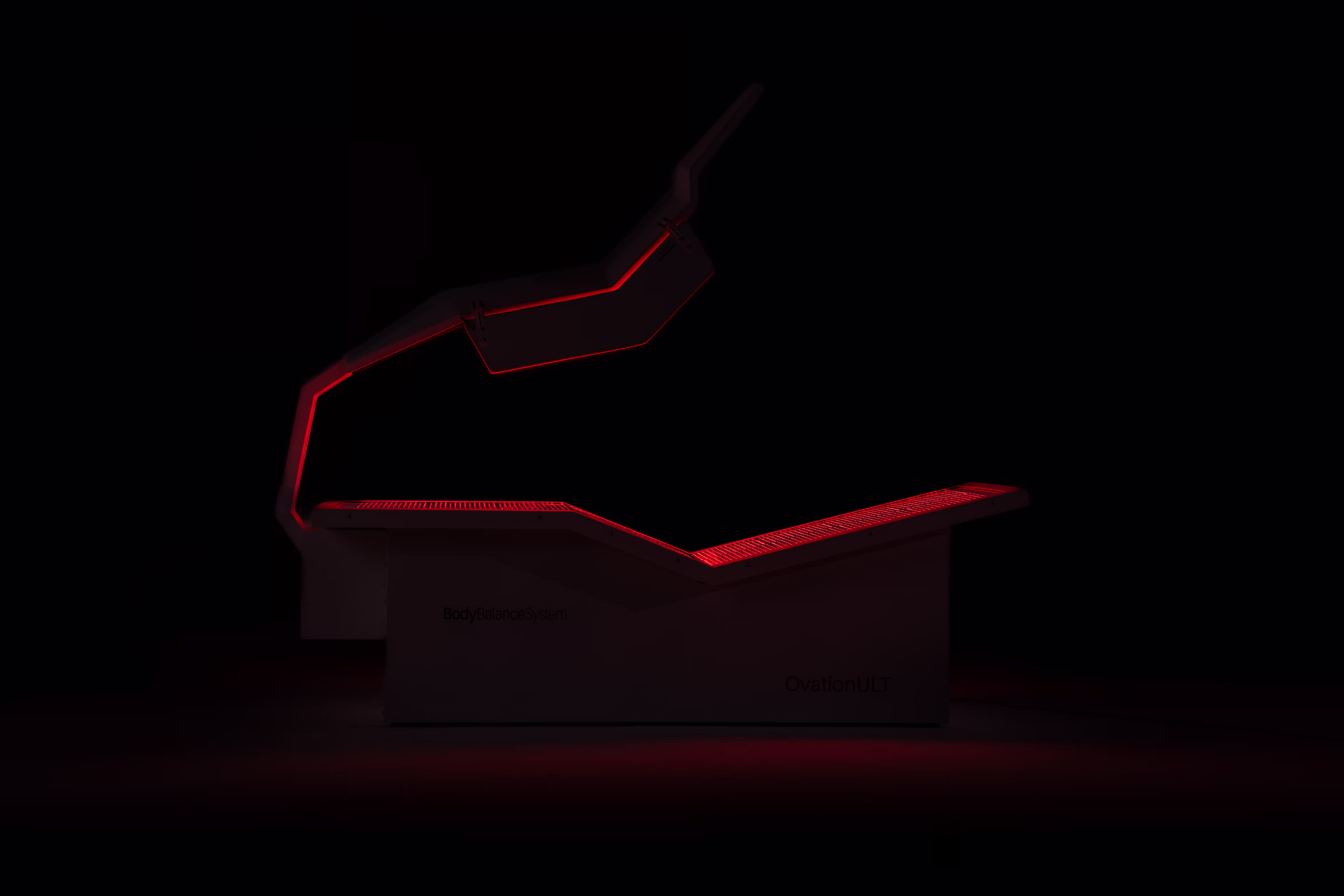 OvationULT Red Light Bed Open View - Lit Up